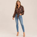 Paisley Print Tie-Front Shirt in Black and Multicolor